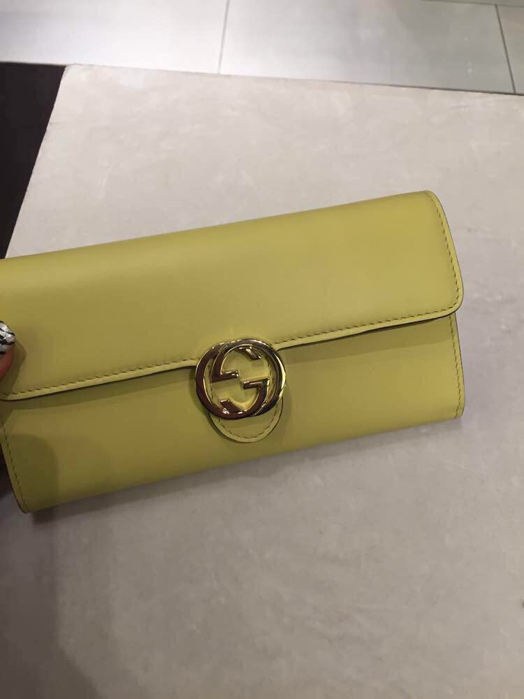 Real Gucci Icon Leather Continental Wallet 369663 Yellow